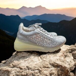 Silver Embellished Women's Sneakers 8